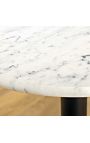 Mesa lateral preta e dourada de alumínio SERPENT com topo de mármore branco