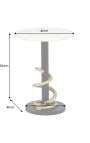 Mesa lateral preta e dourada de alumínio SERPENT com topo de mármore branco