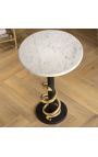SERPENT aluminium black and gold side table with white marble top