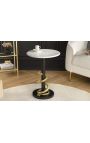 Tavolo laterale in alluminio nero e oro SERPENT con piano in marmo bianco