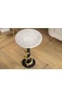 Mesa lateral preta e dourada de alumínio SERPENT com topo de mármore branco