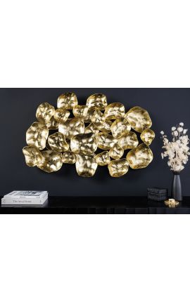 Grande decorazione a parete astratta in metallo oro 100 cm
