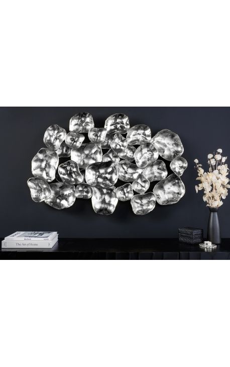 Grande astratto metallo parete decorazione argento 100 cm