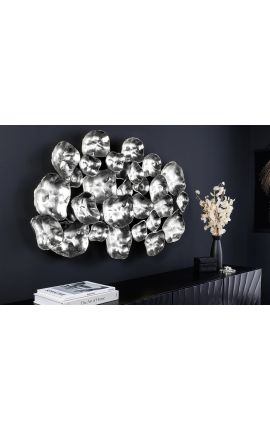 Duże metalowe dekoracje ścienne srebra 100 cm