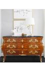 Dresser with 3 drawers Louis XV style inlaid with black marble top