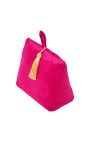 Coussin cale porte bloqueur de porte en velours rose fuchsia avec pompon
