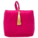 Cuscino a cuneo in velluto colorato Fuchsia con nappe