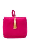 Coussin cale porte bloqueur de porte en velours rose fuchsia avec pompon