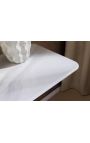Console CALYPSO in acciaio spazzolato oro e top in ceramica marmo bianco look