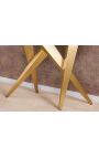 Console CALYPSO in acciaio spazzolato oro e top in ceramica marmo bianco look