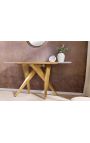 Console CALYPSO in acciaio spazzolato oro e top in ceramica marmo bianco look