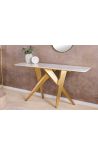 CALYPSO console in gold brushed steel and top ceramic marble white look