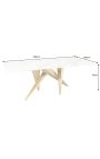 Table de repas CALYPSO en acier brossé doré plateau céramique marbre blanc - 200 cm