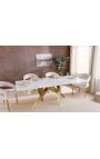 CALYPSO oro in acciaio spazzolato tavola da pranzo in ceramica marmo bianco - 200 cm