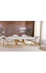 CALYPSO goud geborsteld stalen eettafel top keramisch marmer wit - 200 cm
