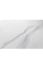 Coffee table CALYPSO in gold brushed steel and top ceramic marble white