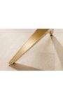 Coffee table CALYPSO in gold brushed steel and top ceramic marble white