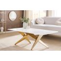 Coffee table CALYPSO in gold brushed steel and top ceramic marble white