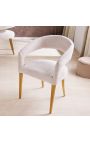Paire de chaises de repas CALYPSO en velours beige structuré avec pieds dorés