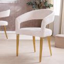 Un paio di sedie da pranzo CALYPSO in velluto beige strutturato con gambe d'oro