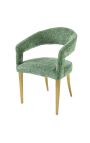 Paire de chaises de repas CALYPSO en velours vert structuré avec pieds dorés