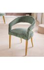 Paire de chaises de repas CALYPSO en velours vert structuré avec pieds dorés