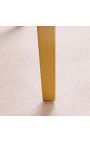 Een paar CALYPSO eetstoelen in gestructureerd beige fluweel met gouden benen (Dupliqué)