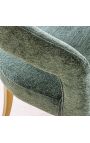 Pair of CALYPSO dining chairs in structured beige velvet with gold legs (Dupliqué)