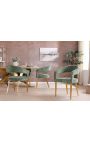 Een paar CALYPSO eetstoelen in gestructureerd beige fluweel met gouden benen (Dupliqué)