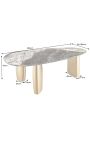 CALYPSO goud geborsteld stalen eettafel top keramisch marmer wit - 200 cm (Dupliqué)