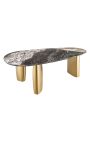 CALYPSO goud geborsteld stalen eettafel top keramisch marmer wit - 200 cm (Dupliqué)