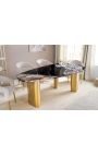 CALYPSO goud geborsteld stalen eettafel top keramisch marmer wit - 200 cm (Dupliqué)