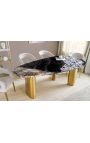 CALYPSO goud geborsteld stalen eettafel top keramisch marmer wit - 200 cm (Dupliqué)