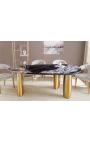 CALYPSO goud geborsteld stalen eettafel top keramisch marmer wit - 200 cm (Dupliqué)