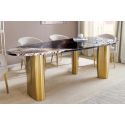 CALYPSO gold gebürsteter Stahl Esstisch oben Keramik Marmor weiß - 200 cm (Dupliqué)