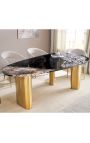 CALYPSO goud geborsteld stalen eettafel top keramisch marmer wit - 200 cm (Dupliqué)