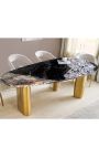 CALYPSO goud geborsteld stalen eettafel top keramisch marmer wit - 200 cm (Dupliqué)