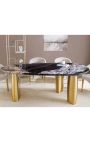 CALYPSO goud geborsteld stalen eettafel top keramisch marmer wit - 200 cm (Dupliqué)