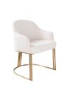 Paire de chaises de repas THANAT en velours côtelé beige avec pieds dorés