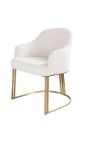 Paire de chaises de repas THANAT en velours côtelé beige avec pieds dorés