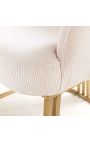 Pareja de sillas de comedor THANAT en terciopelo acanalado beige con pies dorados