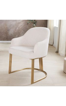Paar THANAT söögitoolid beige ribbed samet kuldne jalad