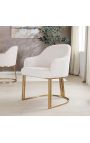 Pareja de sillas de comedor THANAT en terciopelo acanalado beige con pies dorados