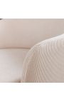 Paar THANAT söögitoolid beige ribbed samet kuldne jalad