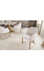Paire de chaises de repas THANAT en velours côtelé beige avec pieds dorés