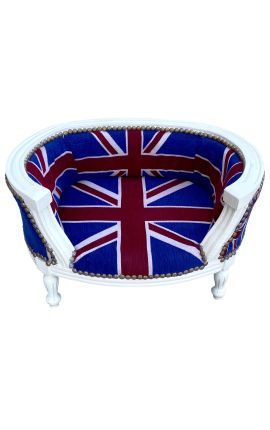 Sofa bed for dog or cat baroque English flag and beige wood