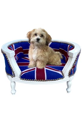Schlafsofa für Hund oder Katze Barock Englische Flagge und beige Holz