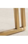 Een paar THANAT eetstoelen in beige geribde fluweel met gouden voeten (Dupliqué)