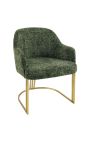 Een paar THANAT eetstoelen in beige geribde fluweel met gouden voeten (Dupliqué)