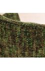 Pair of THANAT dining chairs in beige ribbed velvet with golden feet (Dupliqué)